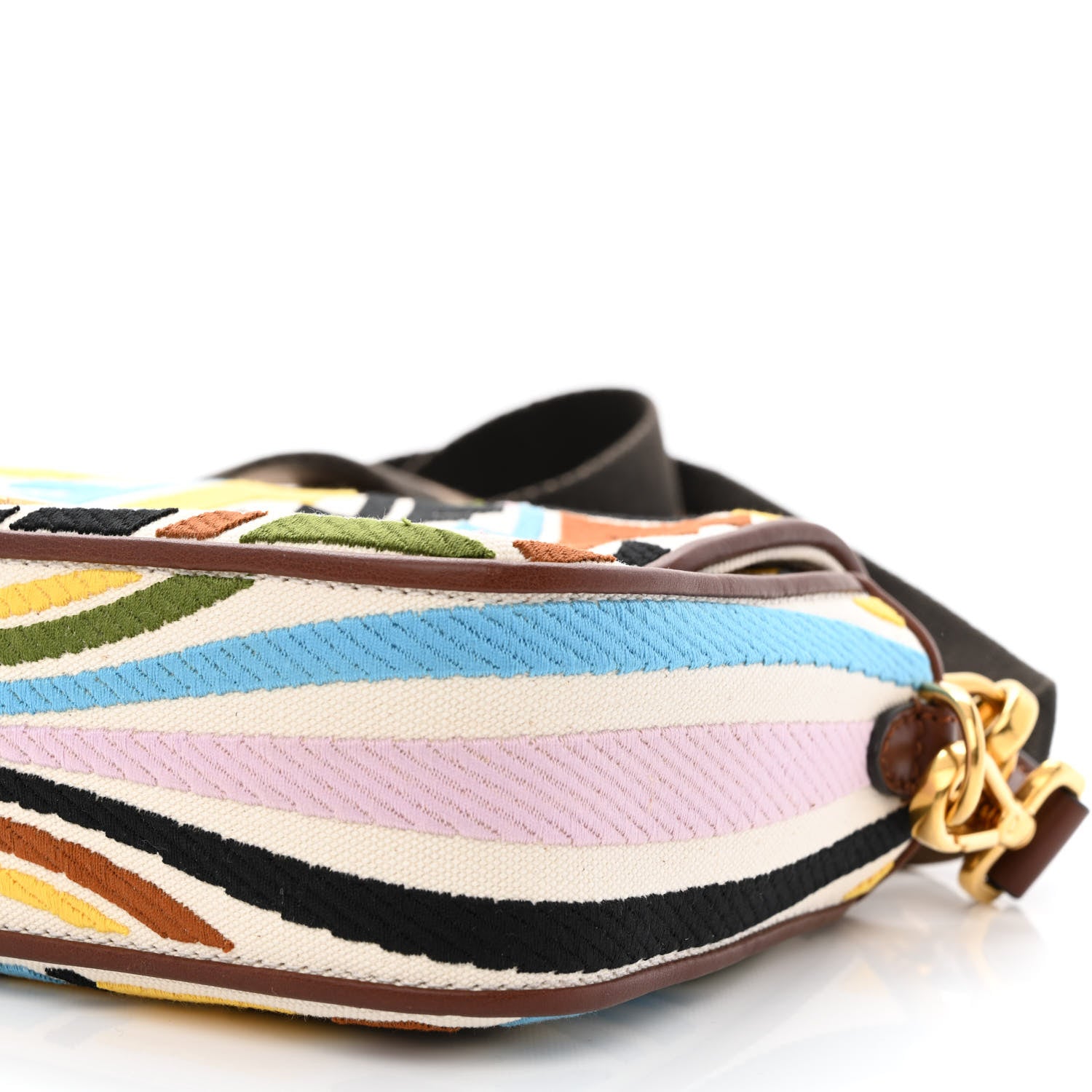 Fendi X SARA COLEMAN Canvas Vitello King Seta FF Fish Eye Embroidered Baguette Grezzo Multicolor Ghianda 11 of 11