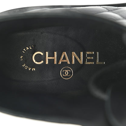Chanel Shiny Goatskin Calfskin Quilted Lace Up Combat Boots 39 Black 8 of 10