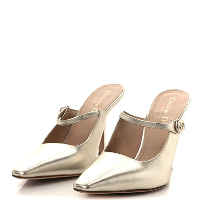 Christian Dior Laminated Lambskin Captured Mules 39.5 Pale Gold 4 of 10