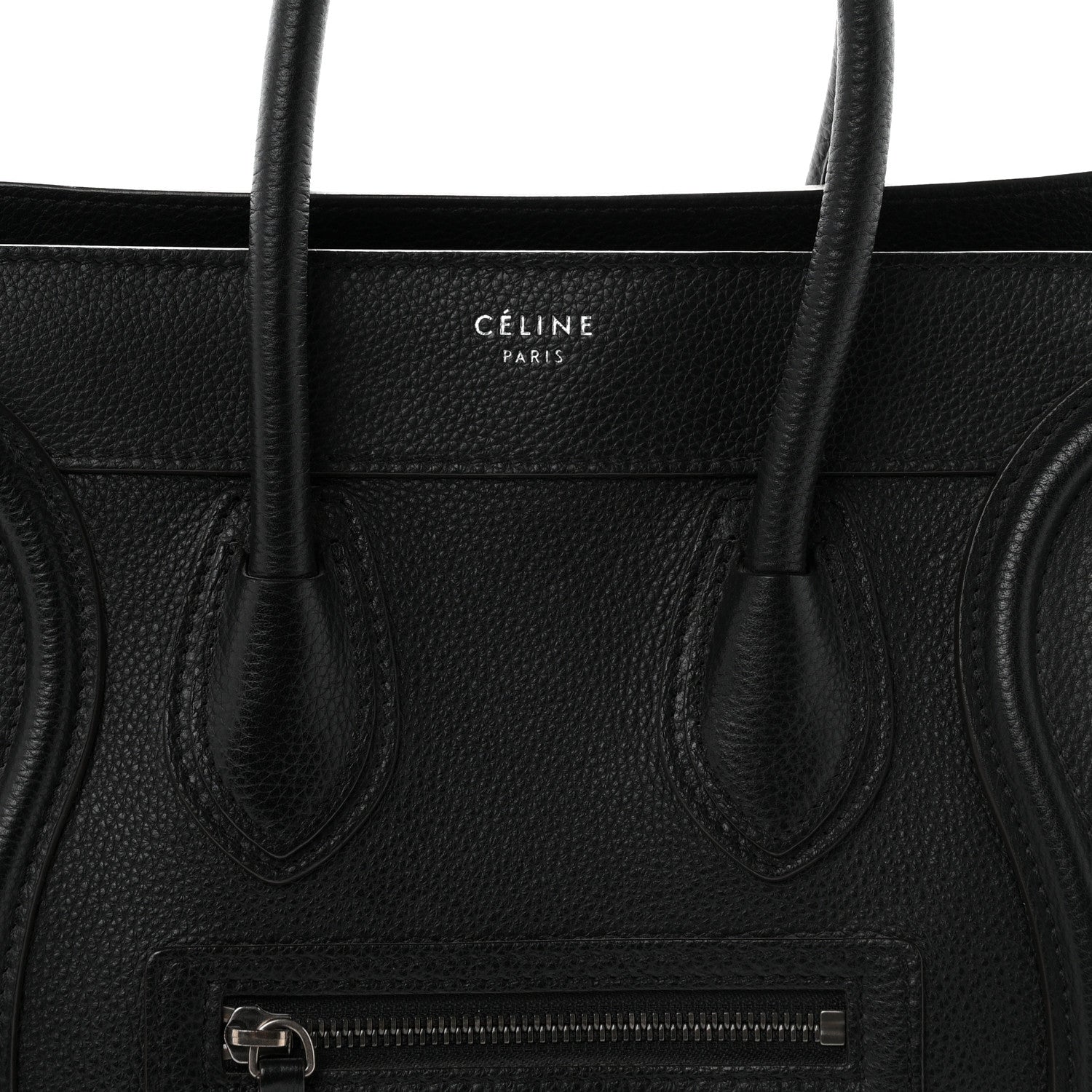 Celine Drummed Calfskin Micro Luggage Black 7 of 9