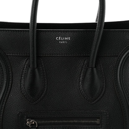 Celine Drummed Calfskin Micro Luggage Black 7 of 9