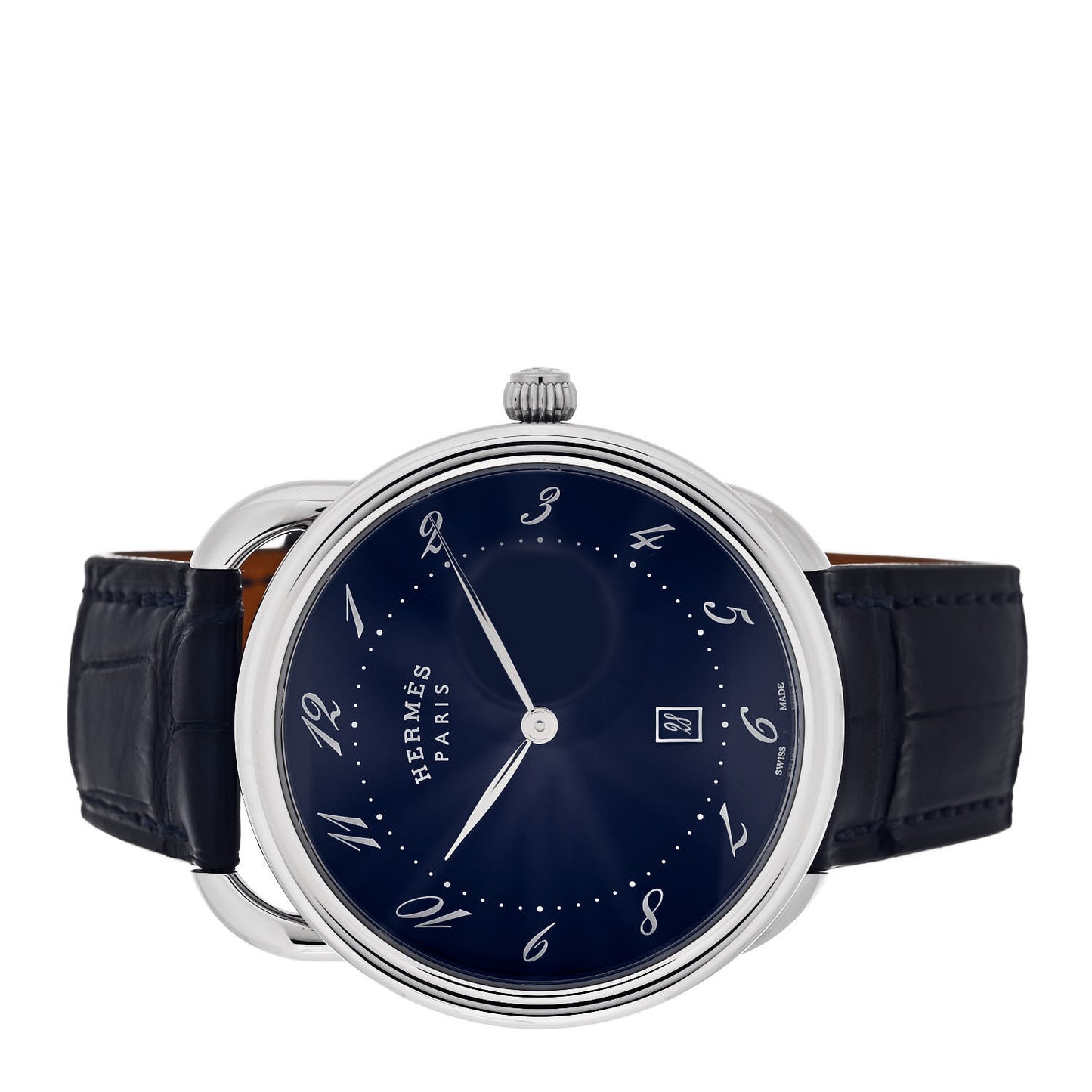 Stainless Steel Alligator 40mm Arceau Quartz Watch Bleu Abysse