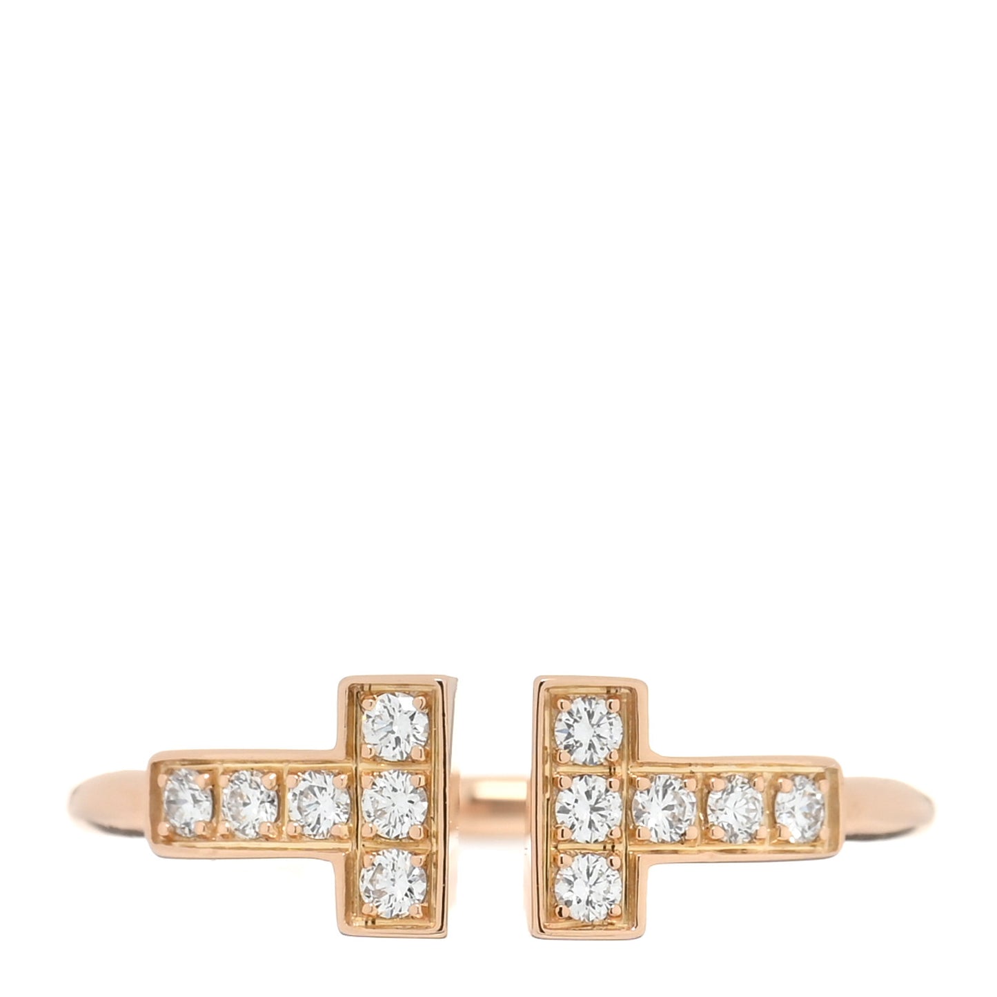 18K Rose Gold Diamond T Wire Ring 50 5.5