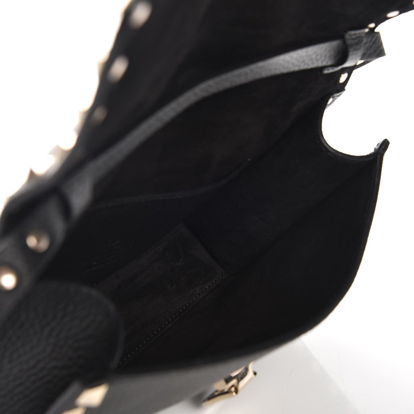 Pebbled Calfskin Medium Rockstud Flip Lock Crossbody Bag Black