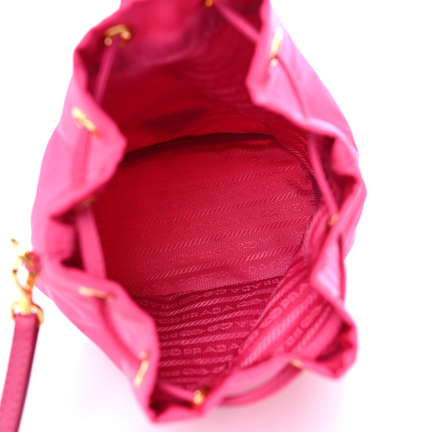 Prada Saffiano Tessuto Nylon Vela Bucket Wristlet Ibisco 5 of 9