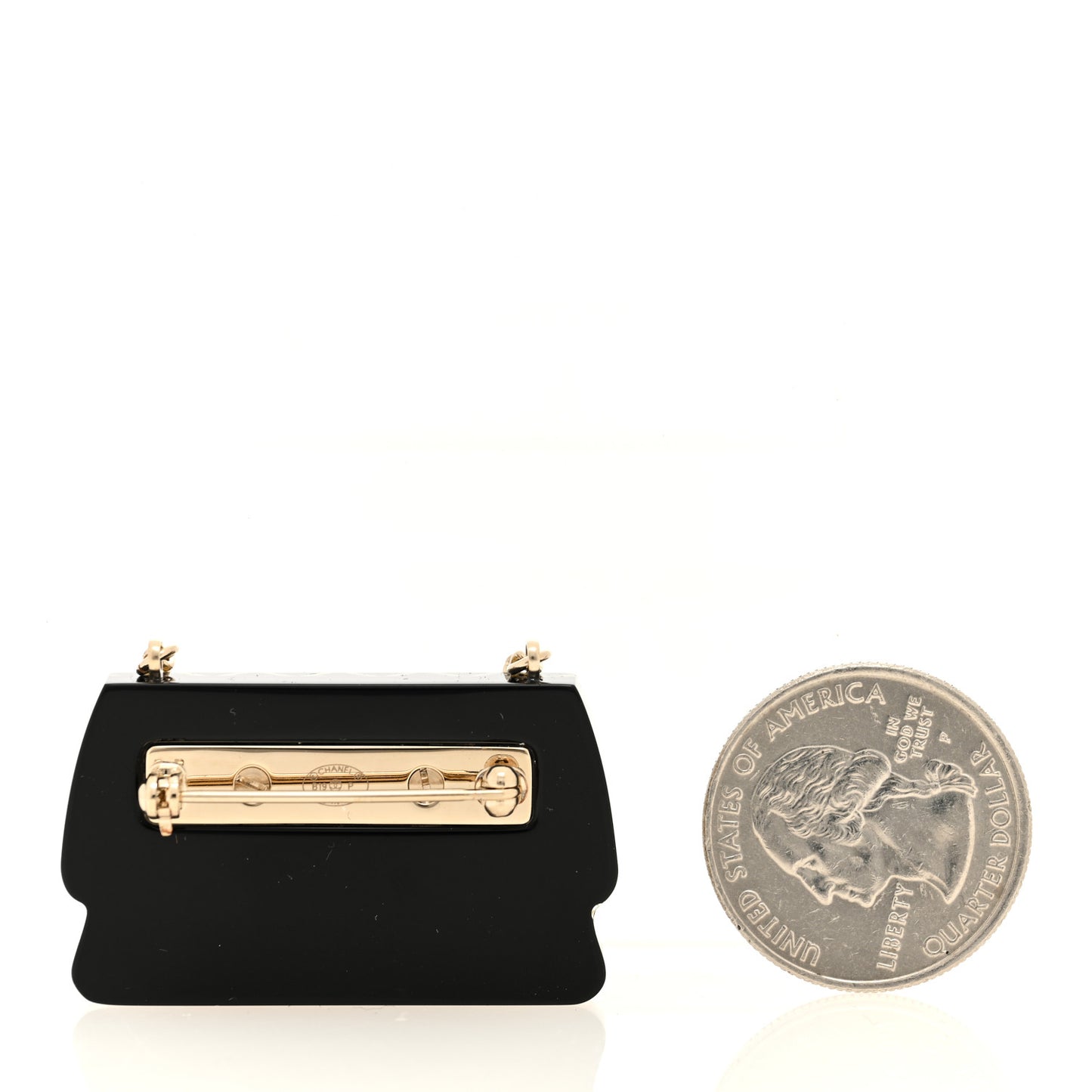 Resin Flap Bag Brooch Gold Black White