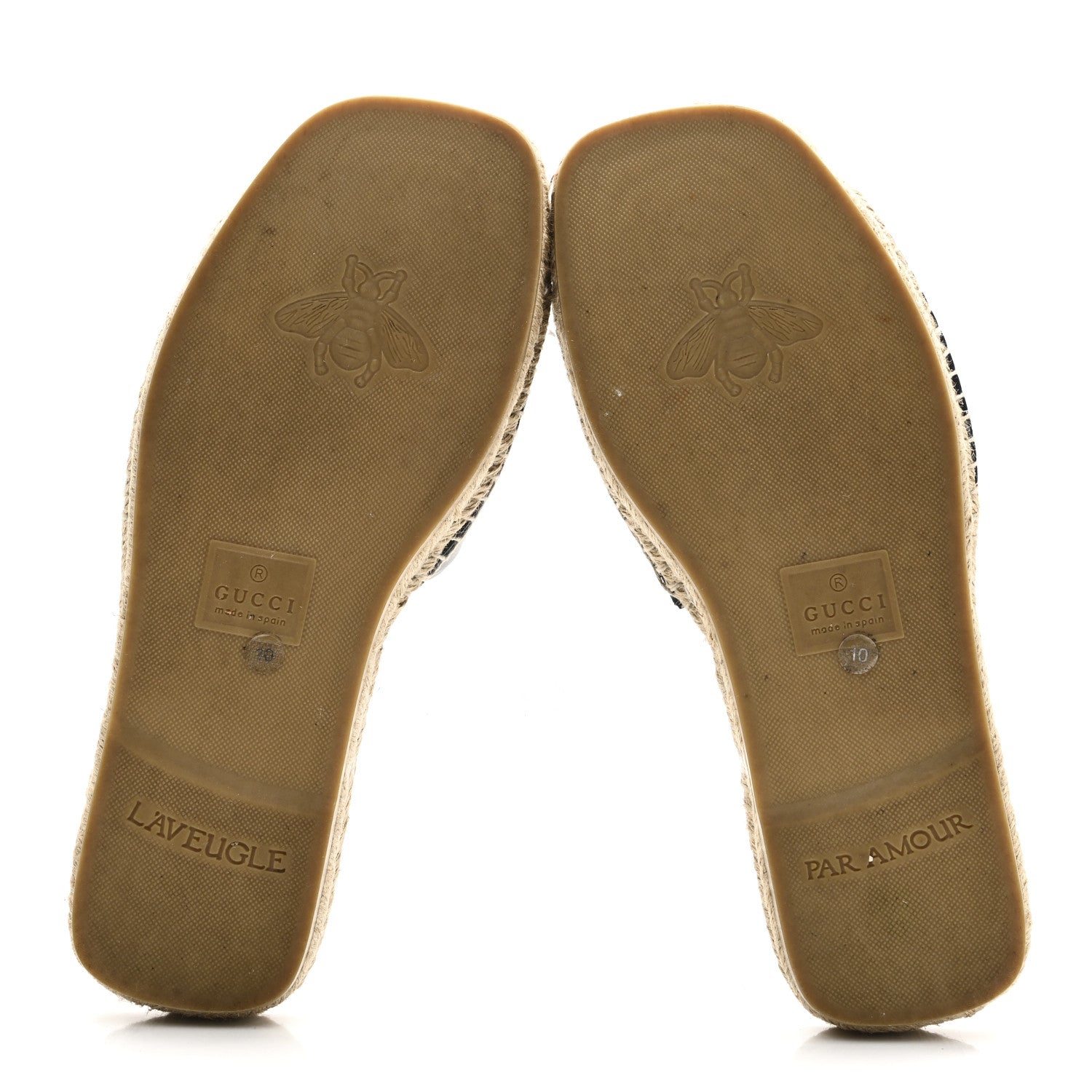Gucci Cosmos Softy Calfskin Espadrille Mens Interlocking G Cut Out Slide Sandals 10 Black 7 of 10