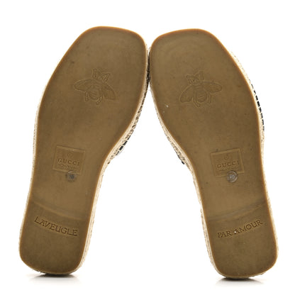 Gucci Cosmos Softy Calfskin Espadrille Mens Interlocking G Cut Out Slide Sandals 10 Black 7 of 10