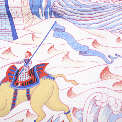 Hermes Silk Cosmographia Universalis Scarf 90 Ciel White Rouge 3 of 7