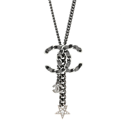 Chanel CHA CC Chain Charm Necklace Silver White 4 of 5