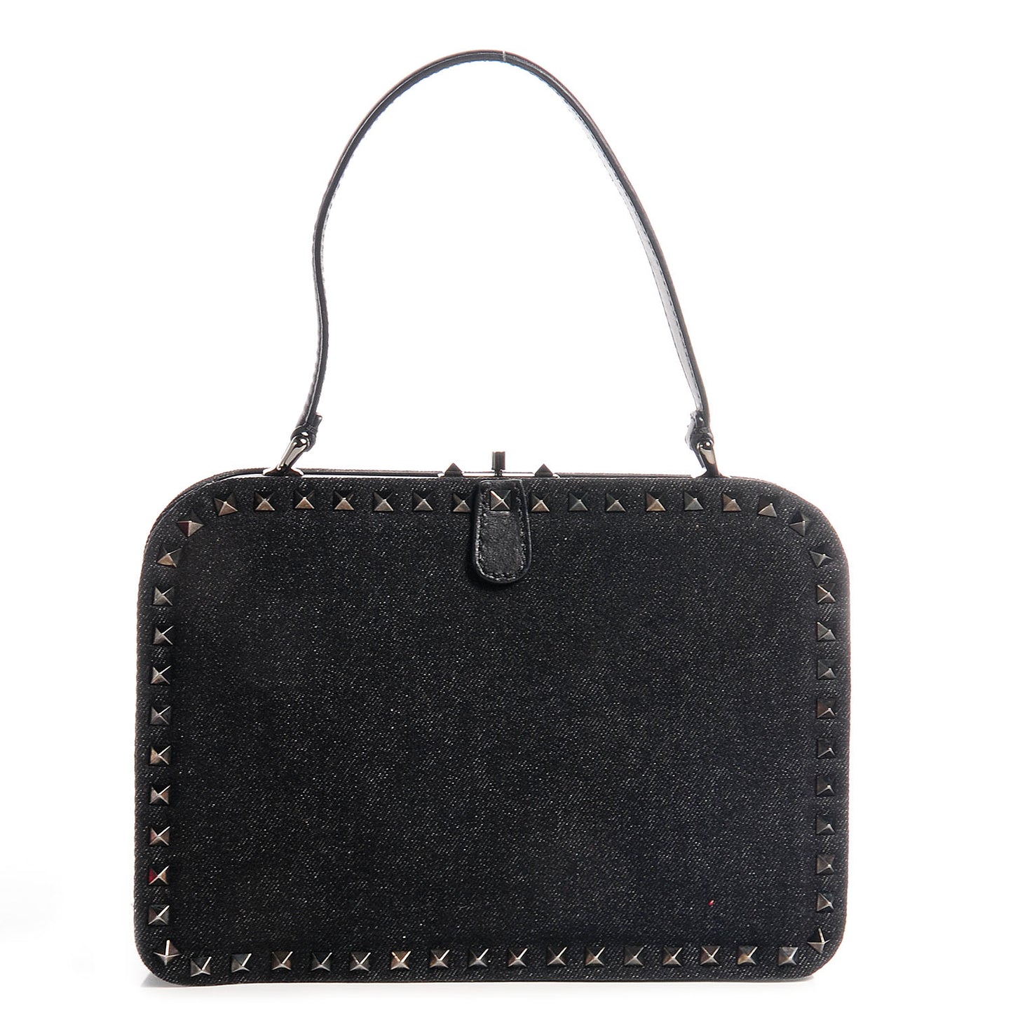 Denim Rockstud Mini Frame Bag Black