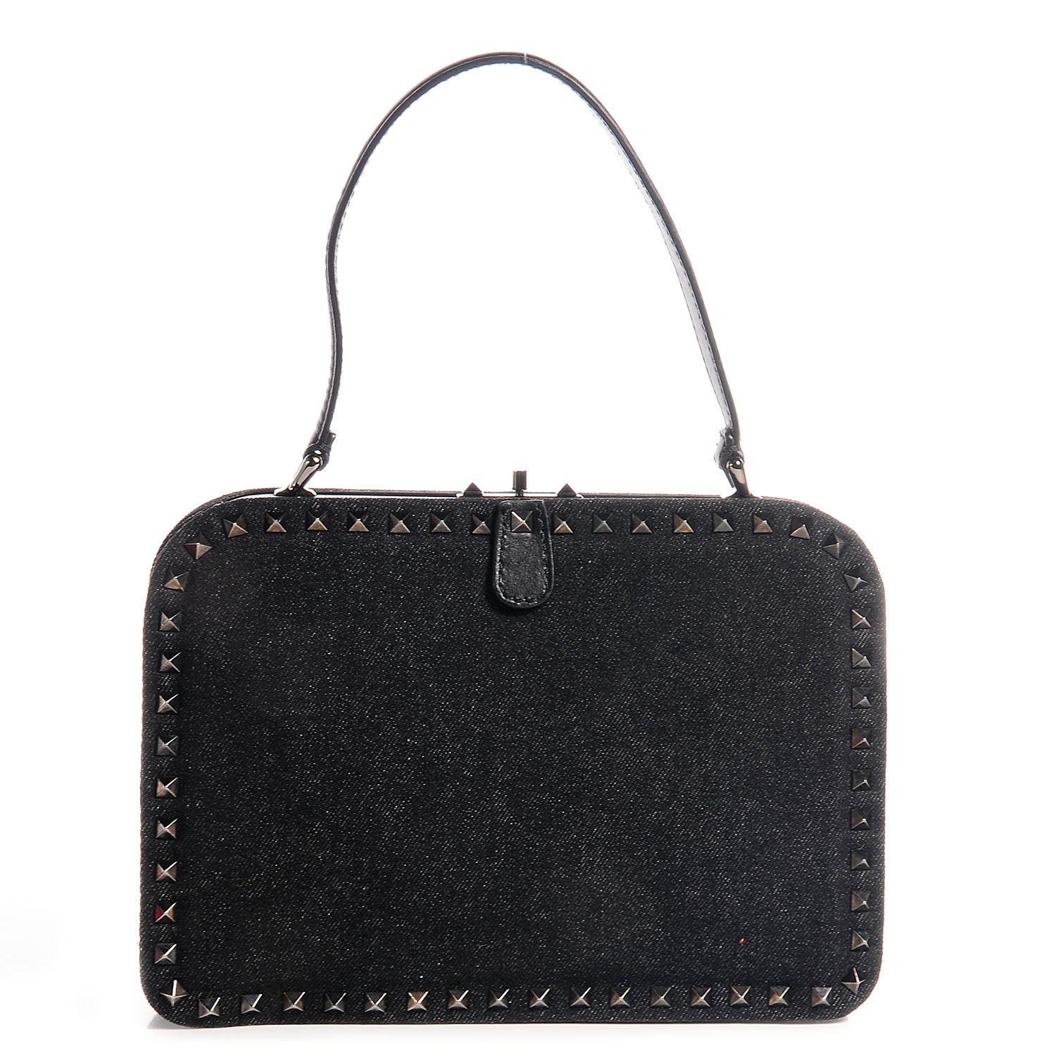 Valentino Garavani Denim Rockstud Mini Frame Bag Black 1 of 17