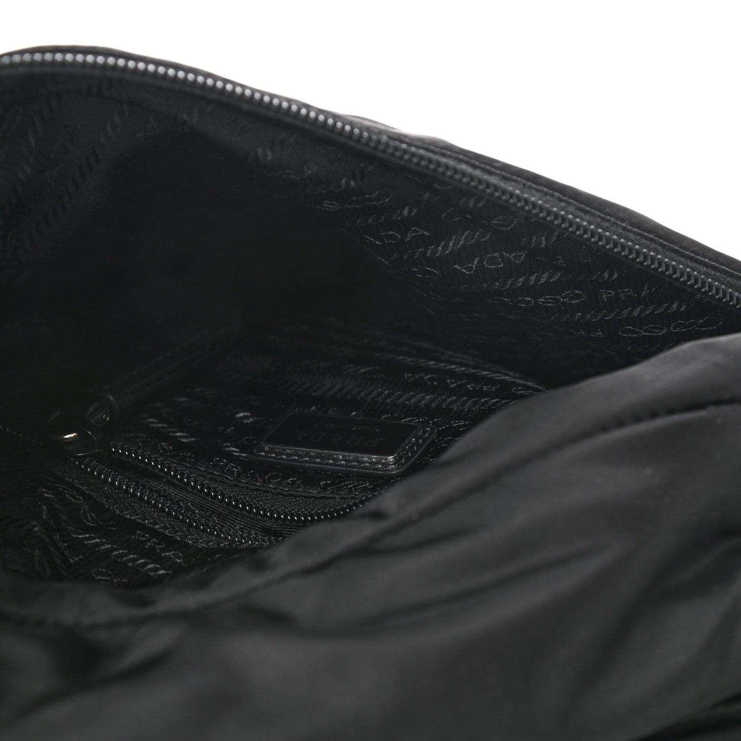 Re-Nylon Vitello Metal Triangle Logo Sling Backpack Black