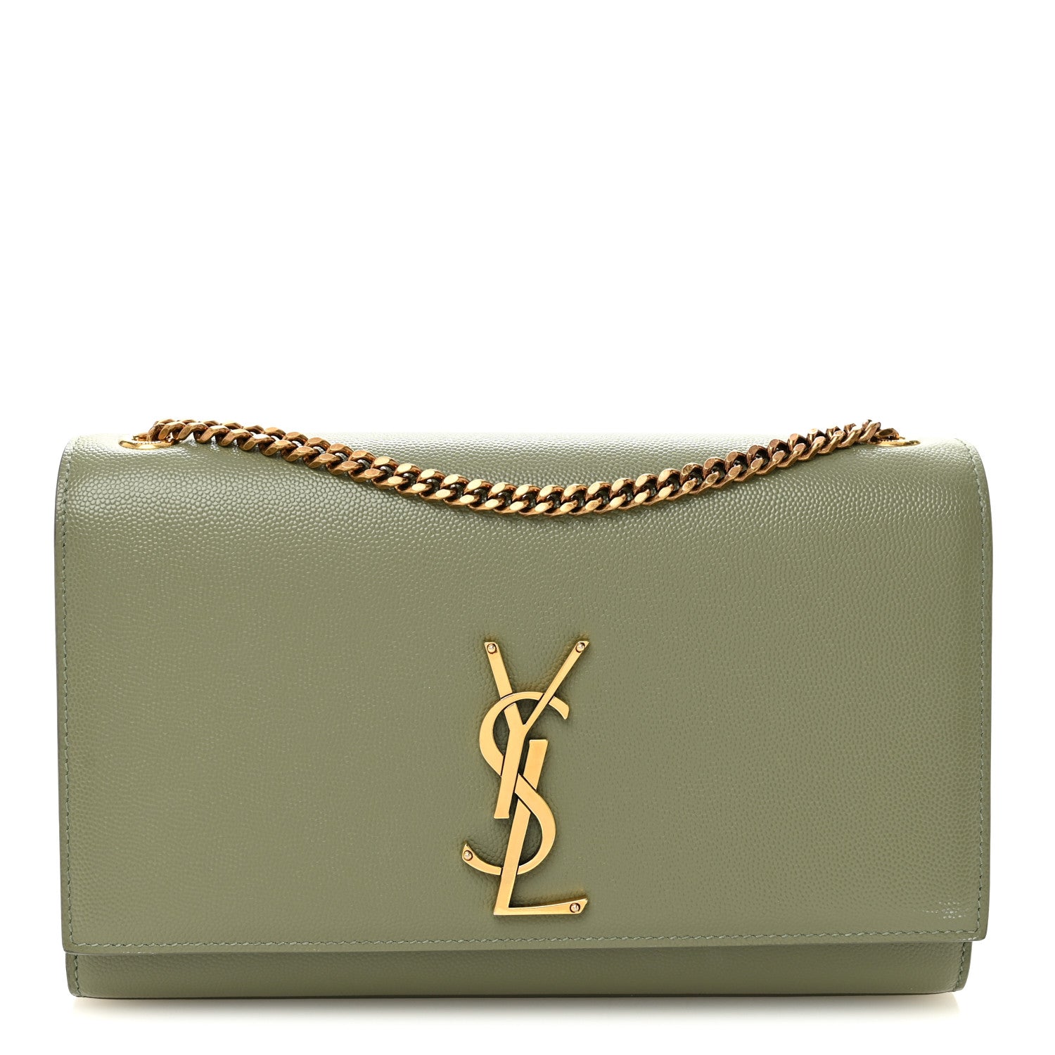 Saint Laurent Grain De Poudre Medium Classic Monogram Kate Satchel Light Sage 1 of 9
