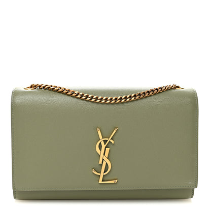Saint Laurent Grain De Poudre Medium Classic Monogram Kate Satchel Light Sage 1 of 9