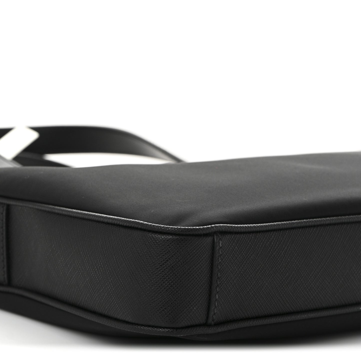 Re-Nylon Saffiano Metal Triangle Logo Briefcase Black