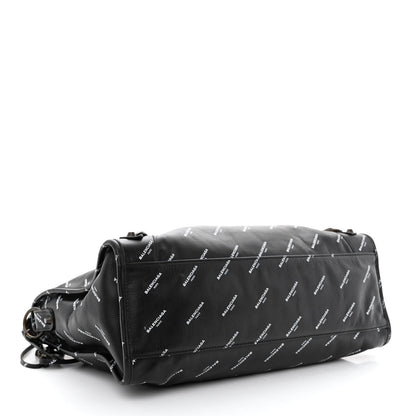 Balenciaga Veau Allover Logo Classic Hardware City Black White 4 of 11