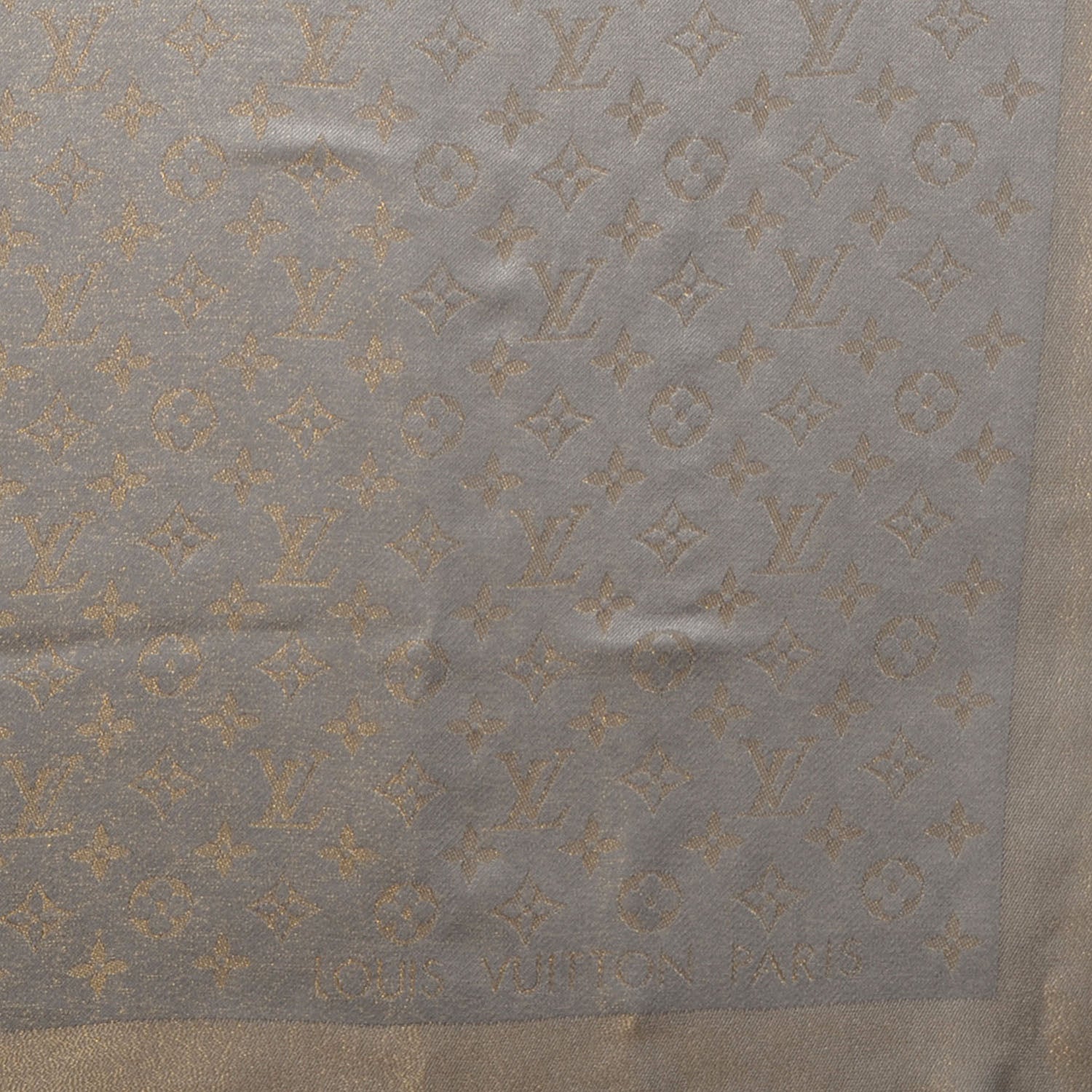 Louis Vuitton Monogram Silk Wool Shine Shawl Beige 4 of 5