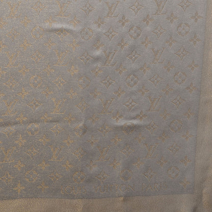 Louis Vuitton Monogram Silk Wool Shine Shawl Beige 4 of 5