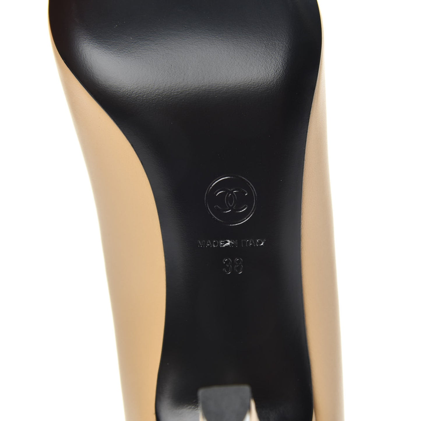 Lambskin Cap Toe Pearl Pumps 38 Beige Black