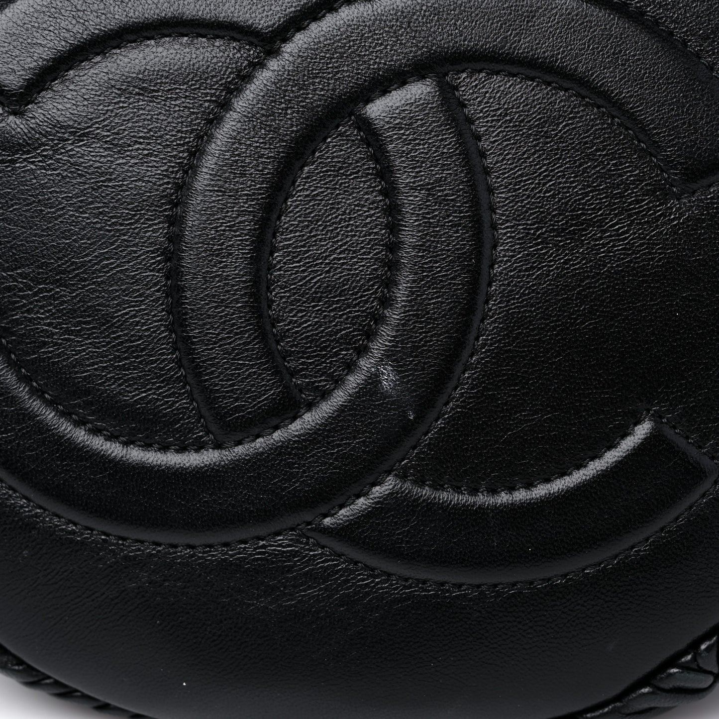Lambskin Chevron Drawstring Bag Black