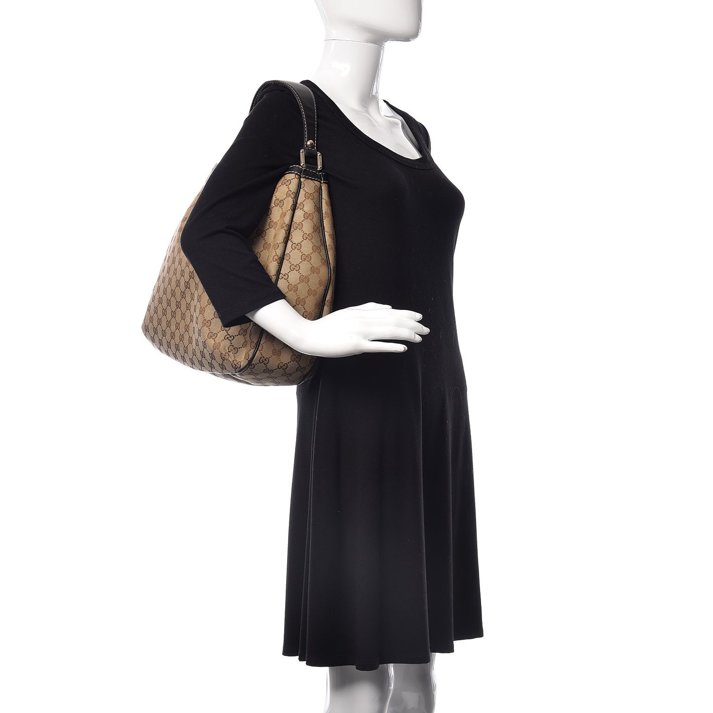 Monogram Large New Ladies Web Hobo Dark Brown