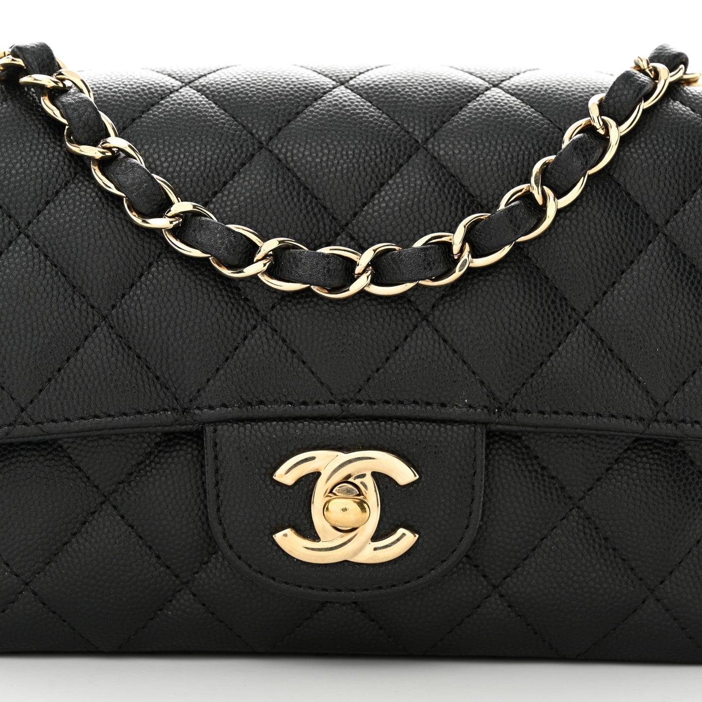 Caviar Quilted Mini Rectangular Flap Black