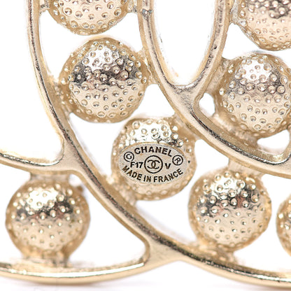 Chanel Pearl Crystal CC Brooch Gold Pearly White 4 of 5