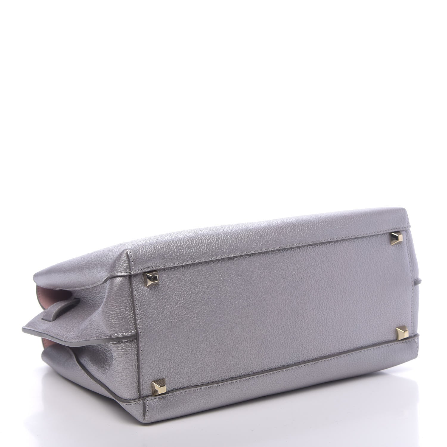 MCM Metallic Grained Calfskin Medium Milla Tote Spike Silver 4 of 8