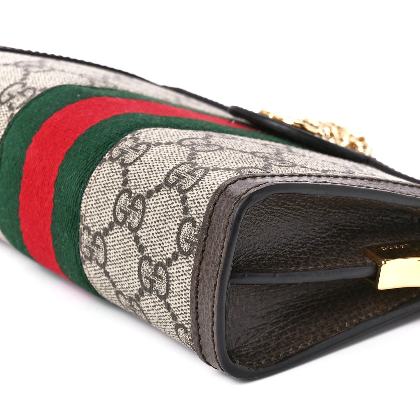 GG Supreme Monogram Textured Dollar Calfskin Web Mini Ophidia Chain Shoulder Bag Beige Ebony New Acero