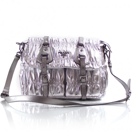 Nappa Dressy Gaufre Messenger Silver