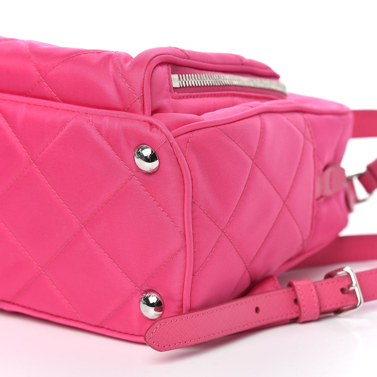 Nylon Tessuto Impuntu Quilted Backpack Fuxia