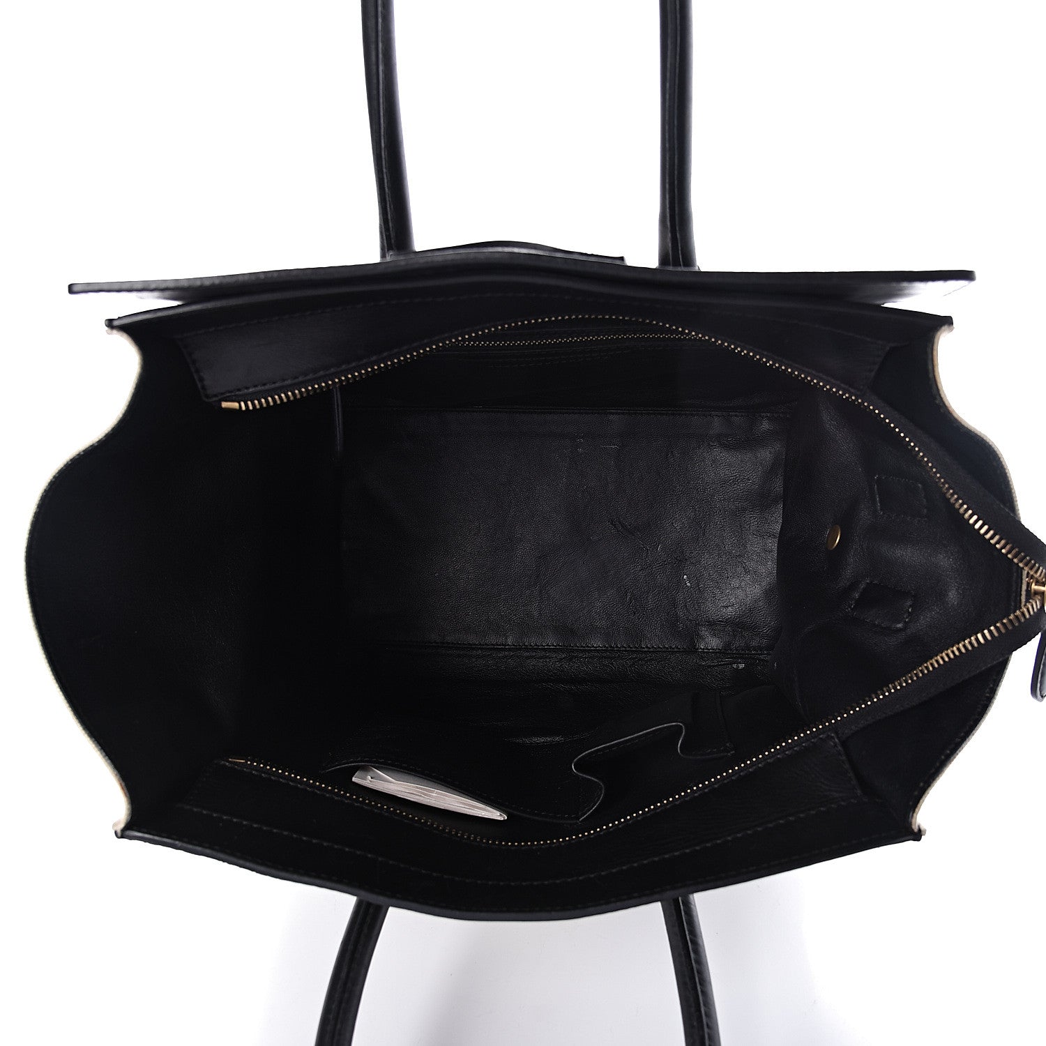 Celine Smooth Calfskin Linen Mini Bi-Color Luggage Natural Black 5 of 11