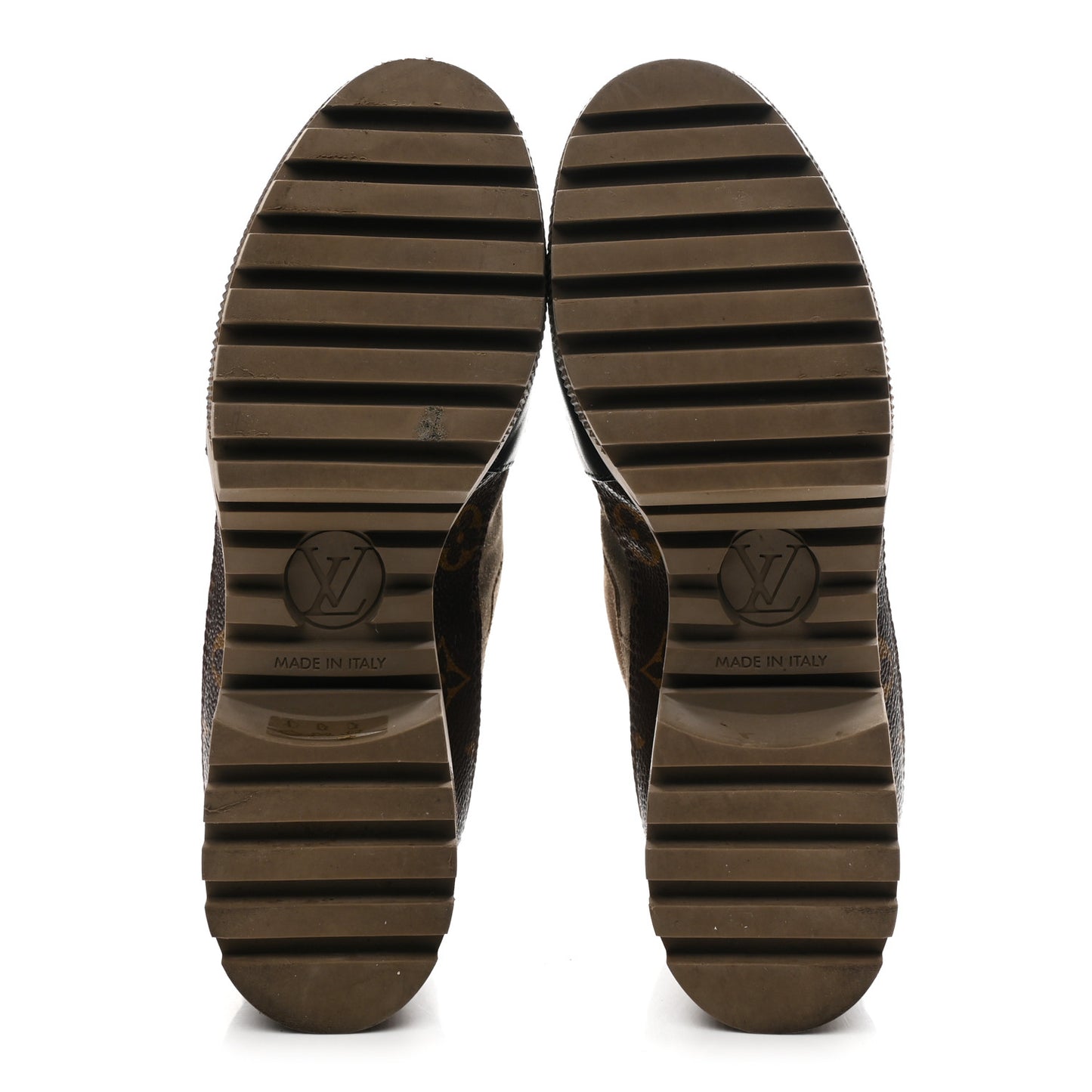 Suede Calfskin Monogram Laureate Platform Desert Boots 36 Taupe