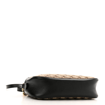 Gucci Monogram Matelasse Diagonal Small GG Marmont Chain Shoulder Bag Beige Black 4 of 12