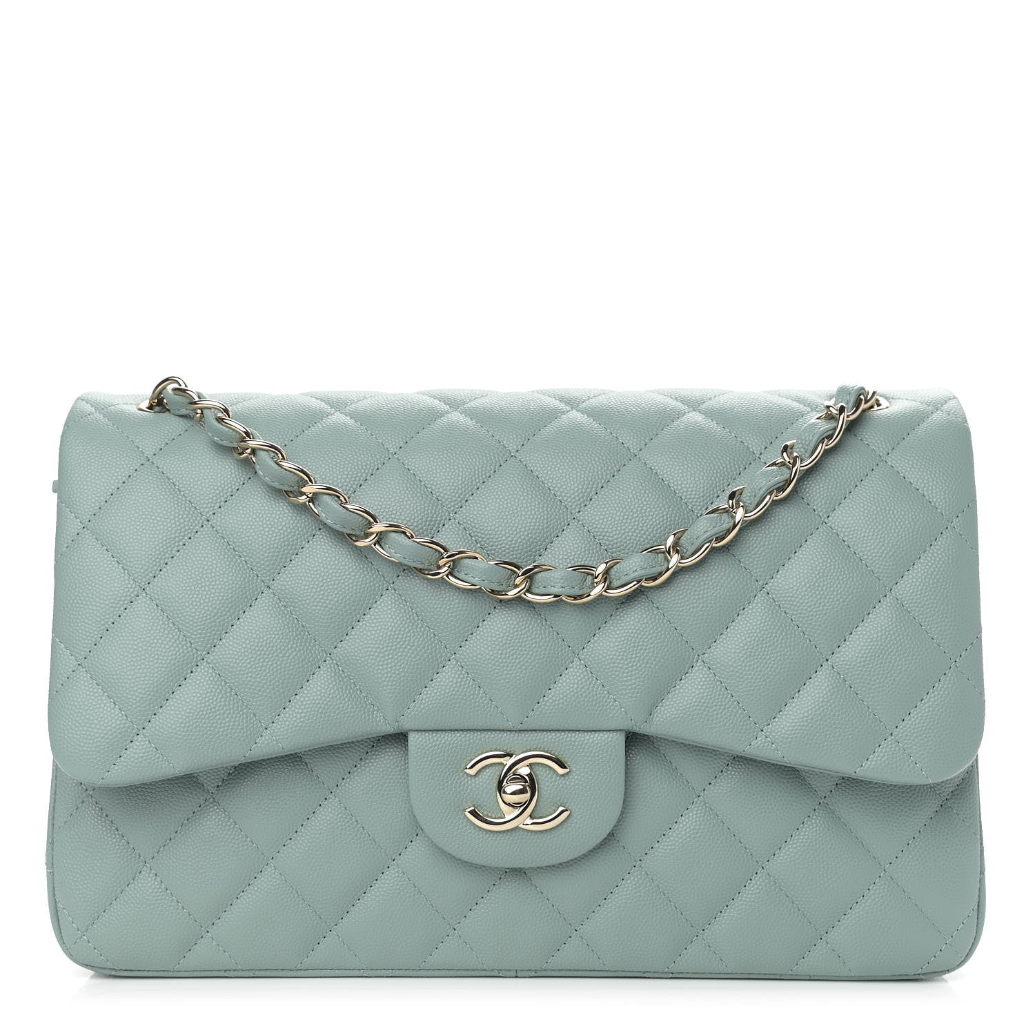 Chanel Caviar Quilted Jumbo Double Flap Dark Green 1 of 9