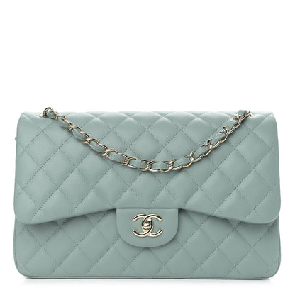 Chanel Caviar Quilted Jumbo Double Flap Dark Green 1 of 9
