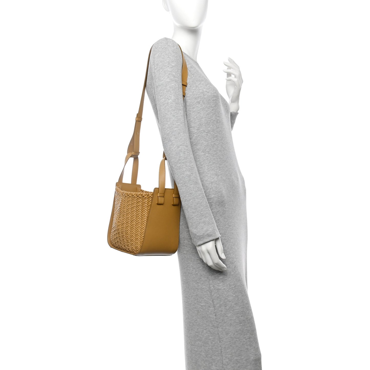 Calfskin Woven Compact Hammock Shoulder Bag  Sahara