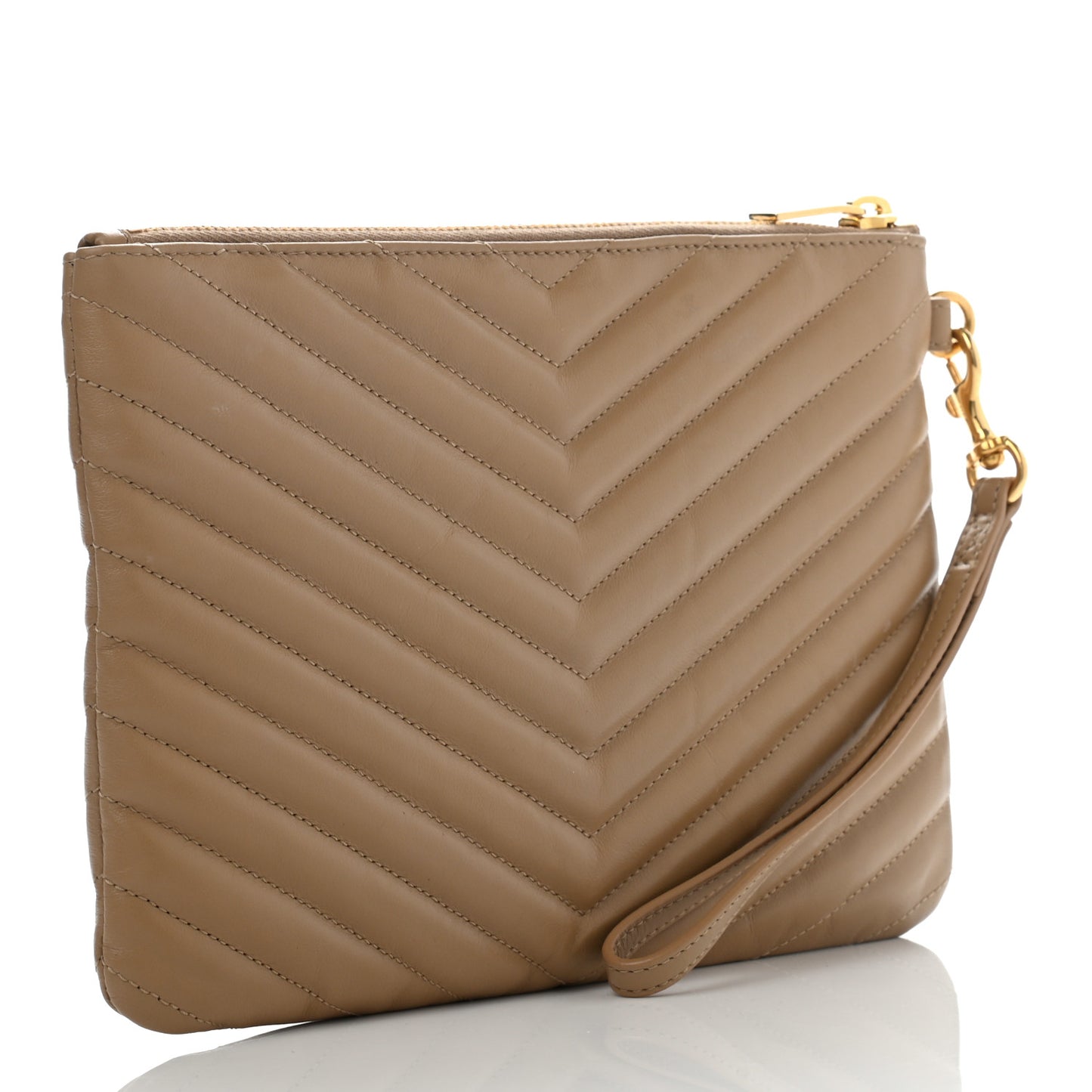 Calfskin Matelasse Chevron Monogram A5 Wristlet Cork