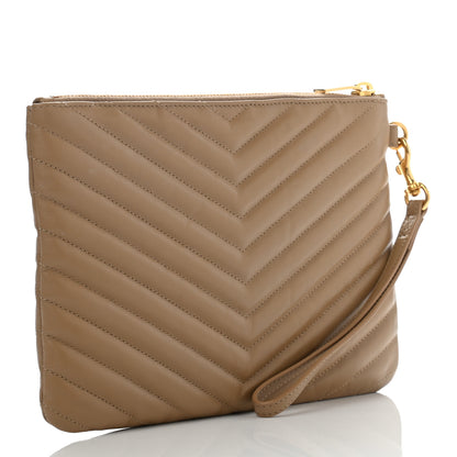 Saint Laurent Calfskin Matelasse Chevron Monogram A5 Wristlet Cork 3 of 7