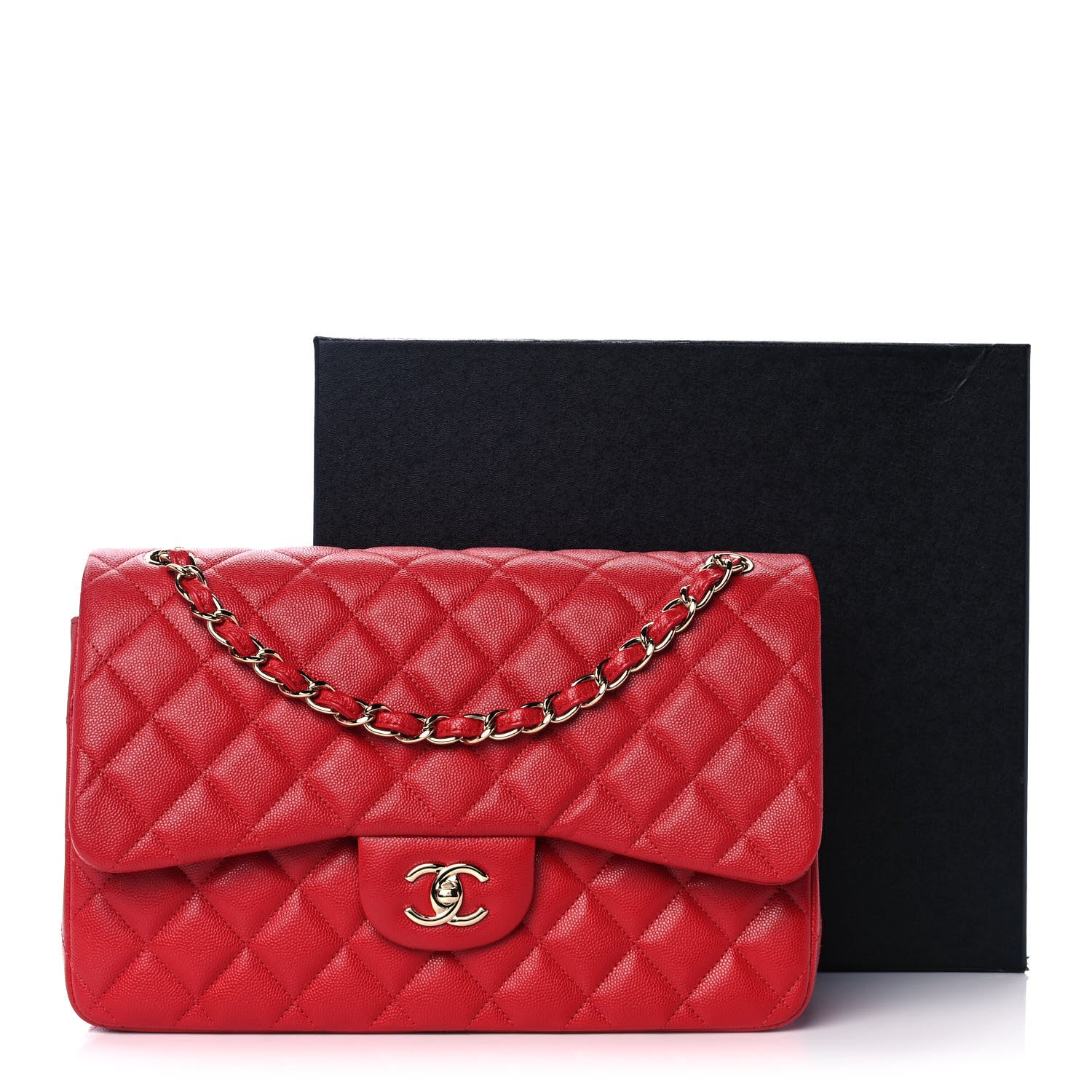 Chanel Caviar Quilted Jumbo Double Flap Red 11 of 11