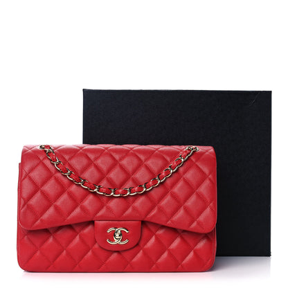 Chanel Caviar Quilted Jumbo Double Flap Red 11 of 11