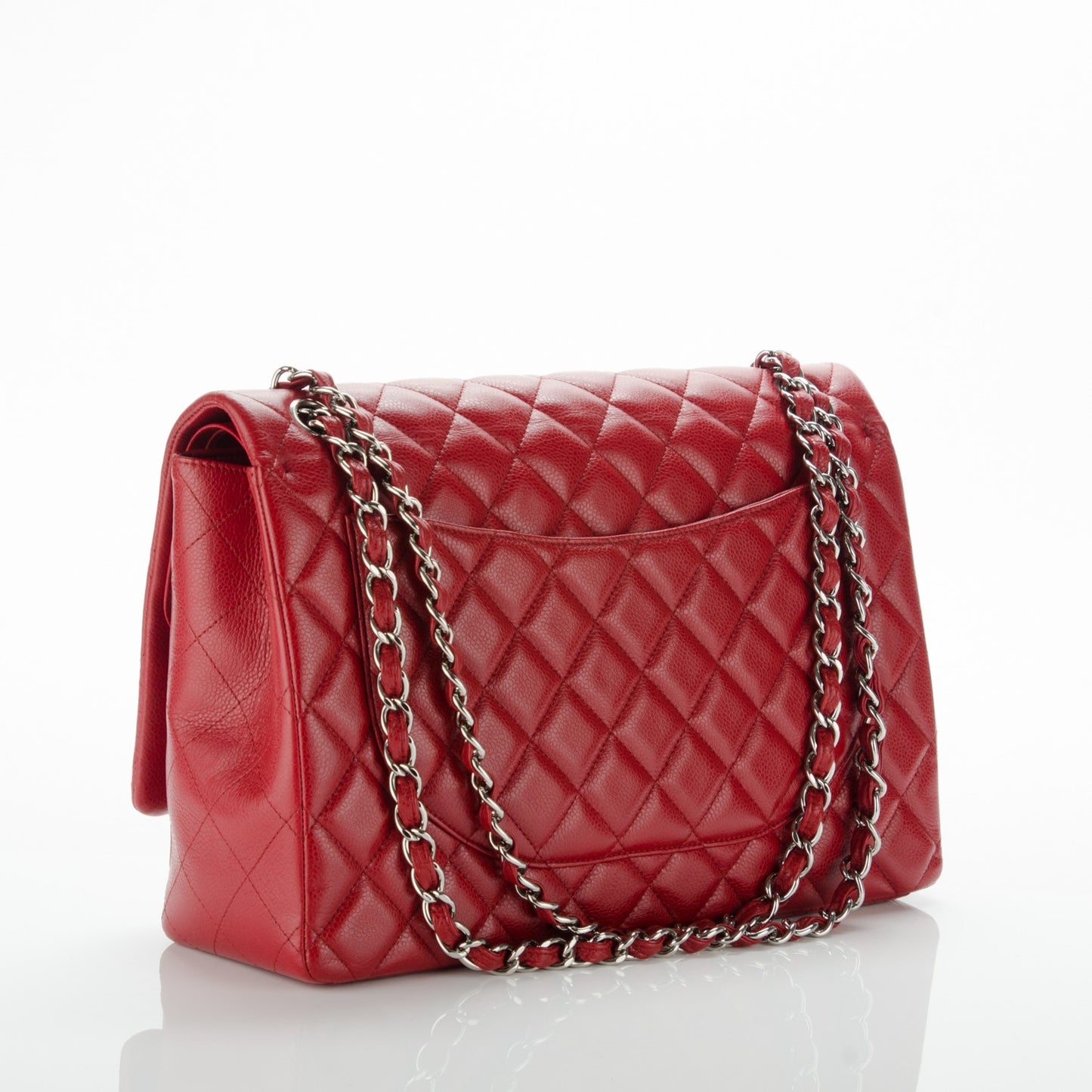 Caviar Quilted Maxi Double Flap Red
