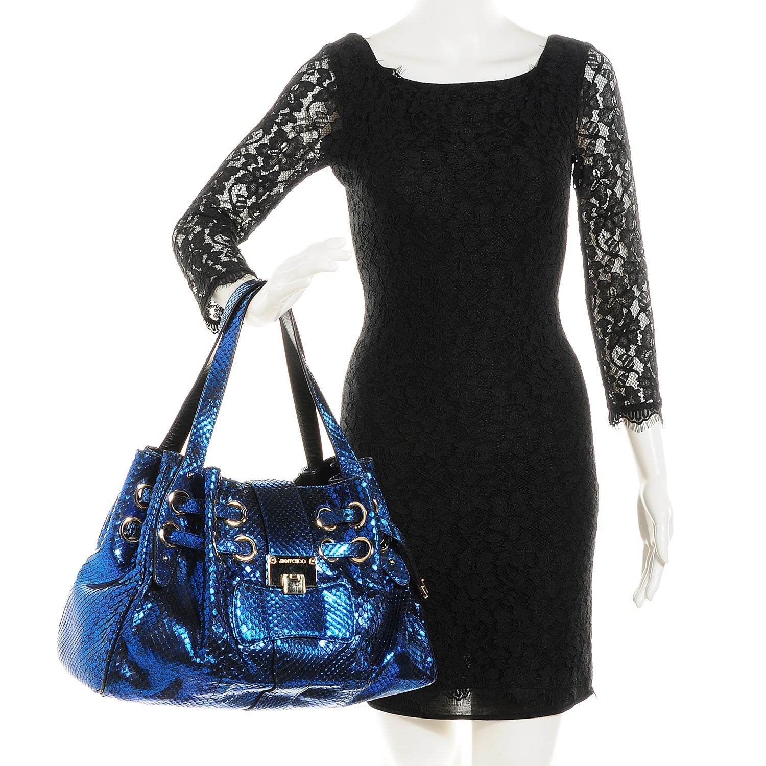 Jimmy Choo Metallic Python Ramona Blue 2 of 10