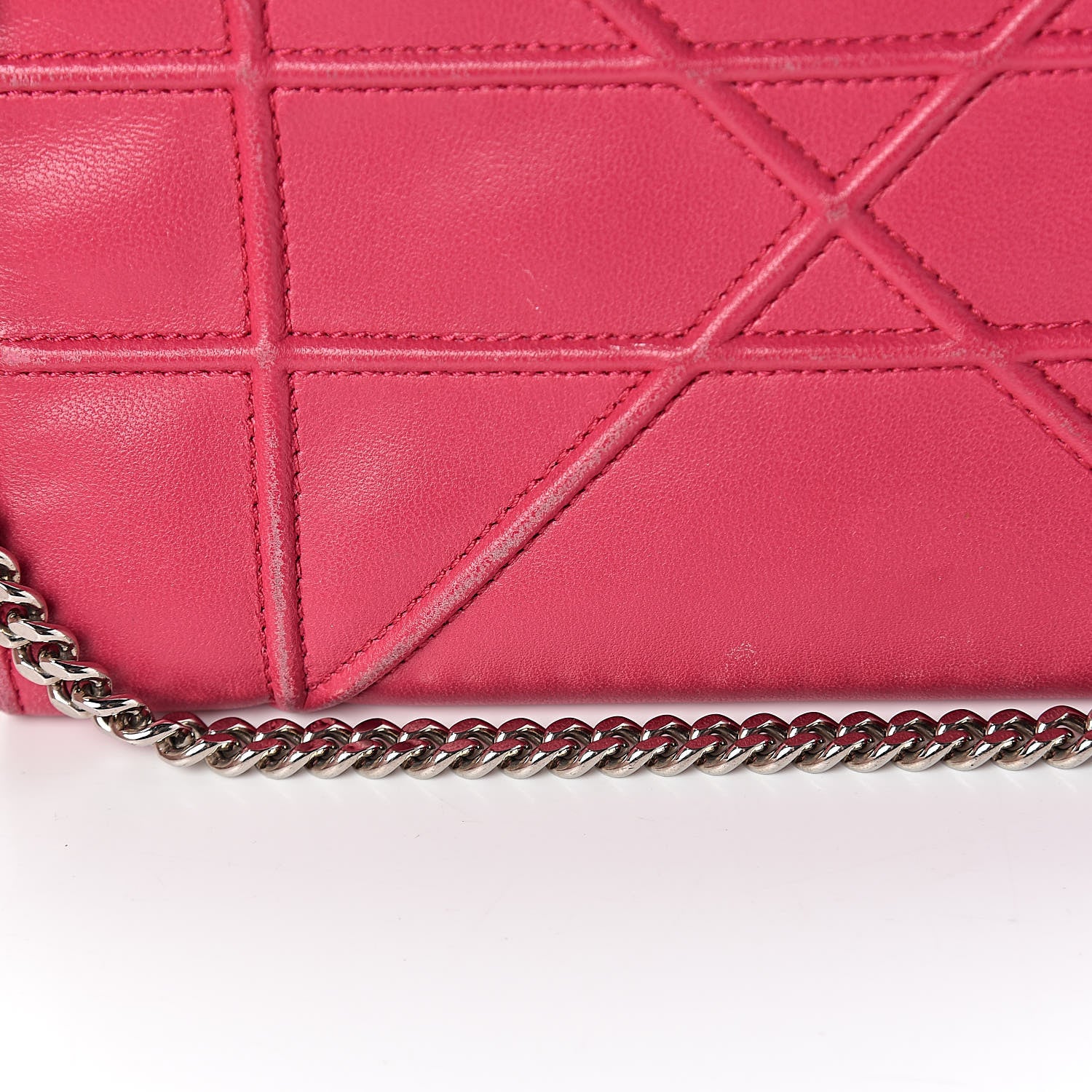 Christian Dior Lambskin Diorama Croisiere Chain Wallet Fuchsia 14 of 17