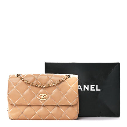 Chanel Calfskin Quilted Medium Wild Stitch Flap Beige 14 of 14
