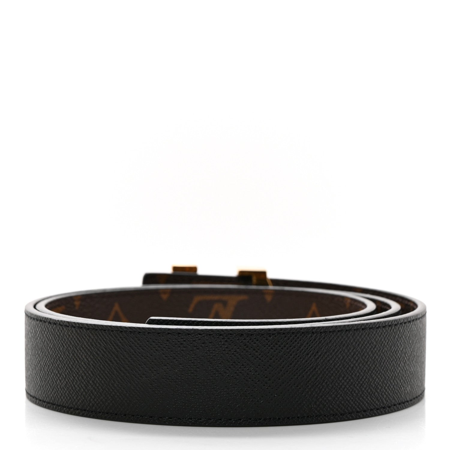 Louis Vuitton Calfskin Monogram 30mm LV Initiales Reversible Belt 85 34 Black 2 of 6