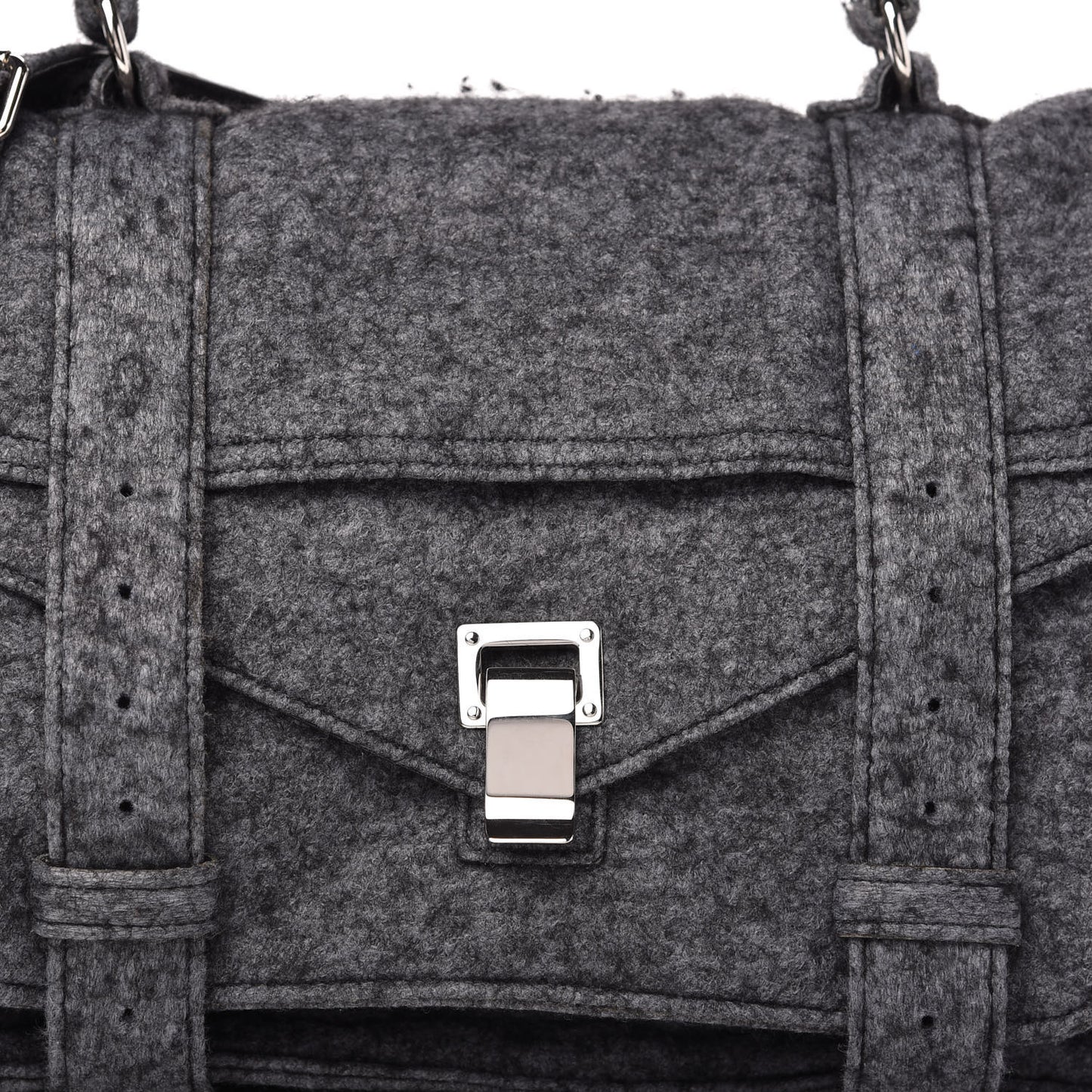 Melange Felted Wool Medium PS1 Satchel Charcoal Black