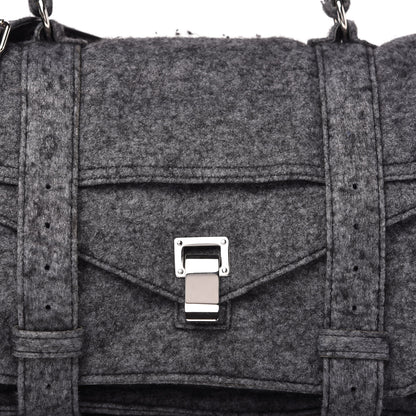 Proenza Schouler Melange Felted Wool Medium PS1 Satchel Charcoal Black 9 of 9