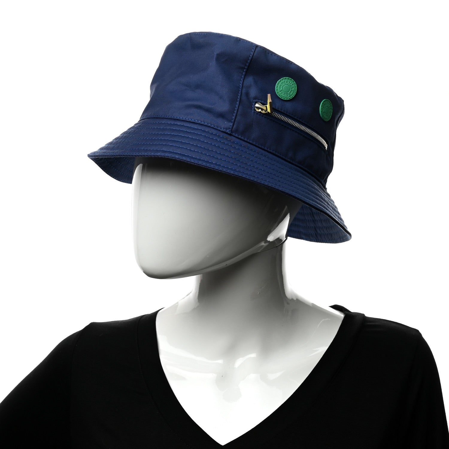 Hermes Gabardine Cotton Swift Bob Elvis Robot Bucket Hat 58 Bleu 2 of 9